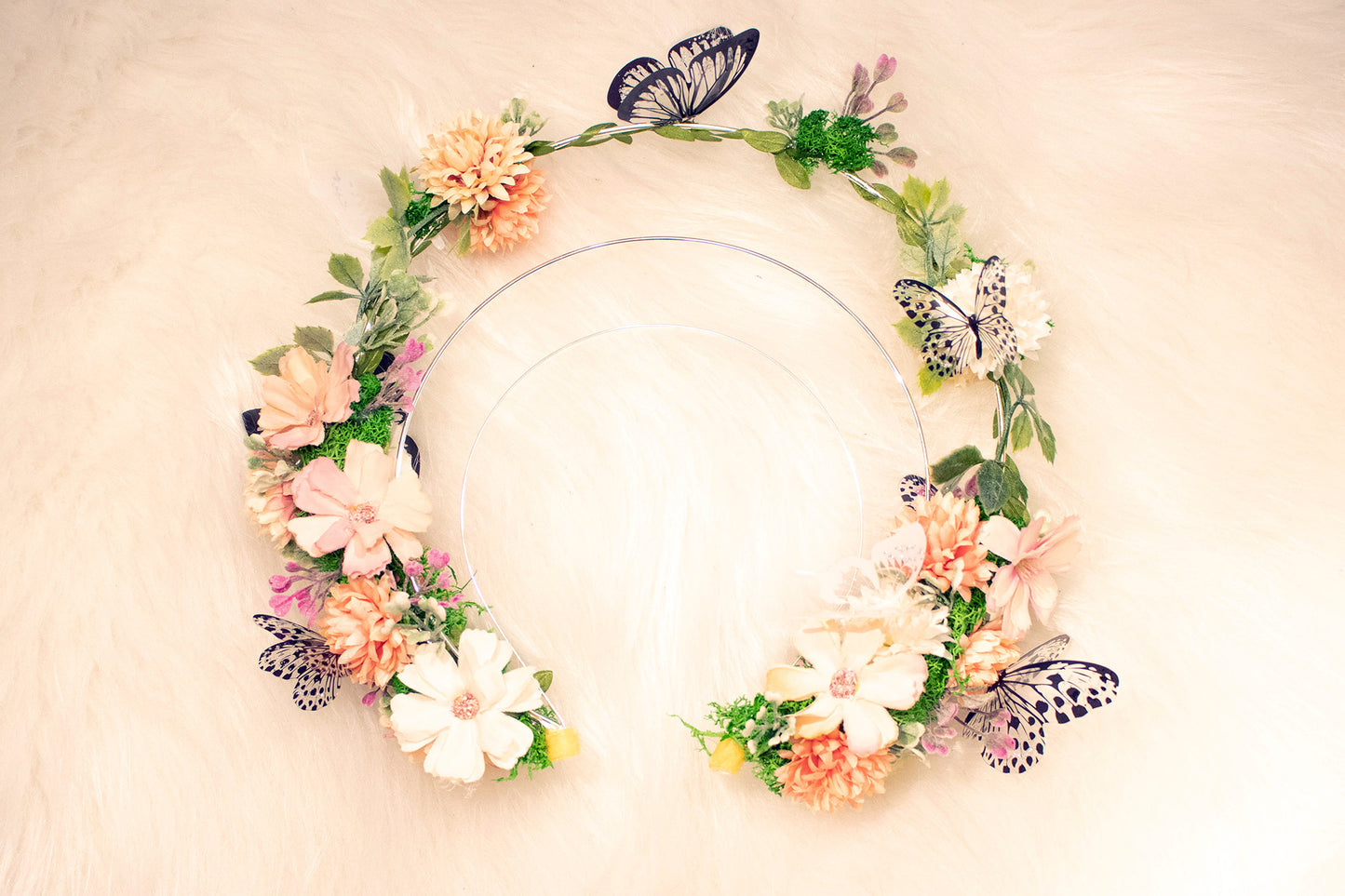 Celestial Grace - Halo Crown Zilver met Bloemen | Handgemaakte Haaraccessoire voor Magische en Elegante stijlen | by Odette Design