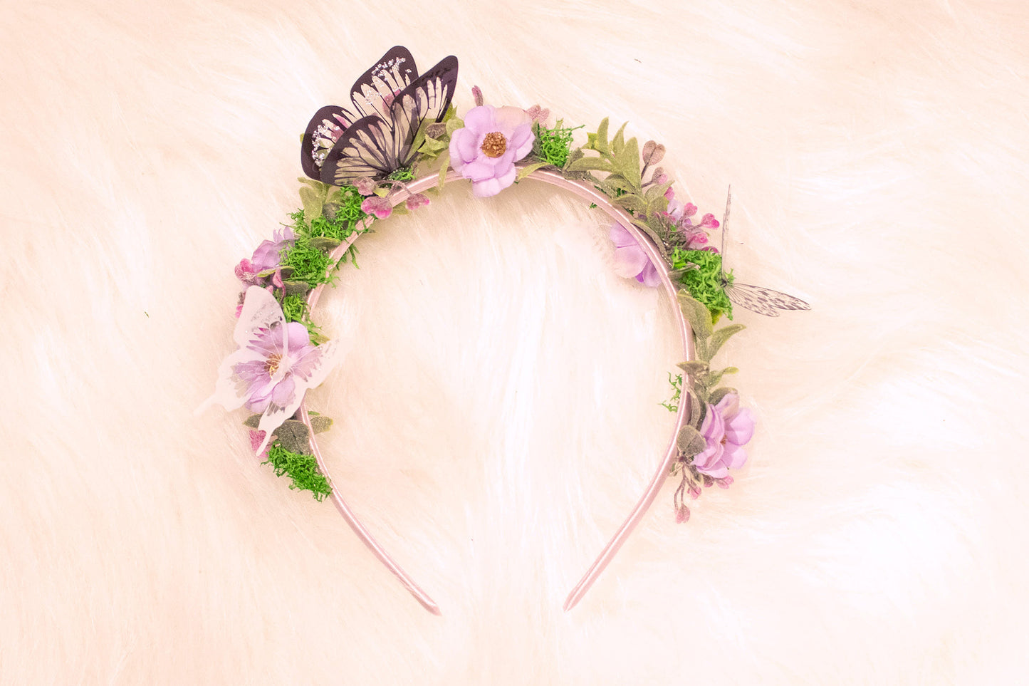 Twilight Meadow - Lila Mos Bloemenhaarband | Handgemaakte Haaraccessoire voor Magische en Elegante stijlen