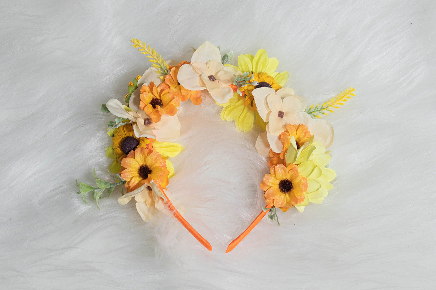 Sunburst Dazzle - Oranje Bloemen Haarband | Handgemaakte Haaraccessoire voor Magische en Elegante stijlen | by Odette Design