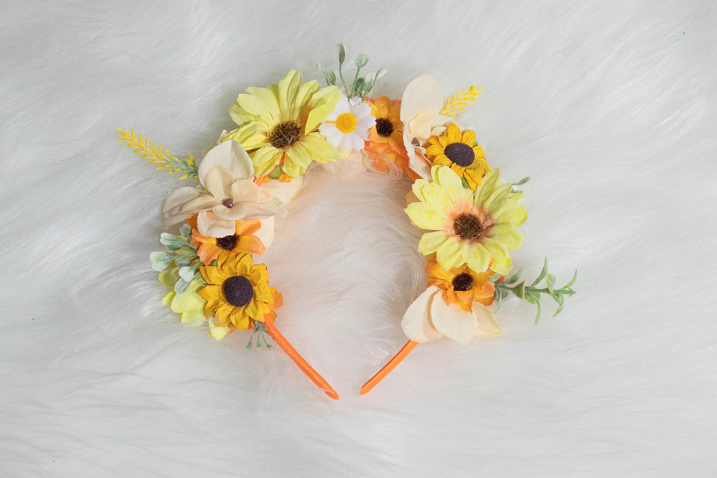 Sunburst Dazzle - Oranje Bloemen Haarband | Handgemaakte Haaraccessoire voor Magische en Elegante stijlen | by Odette Design