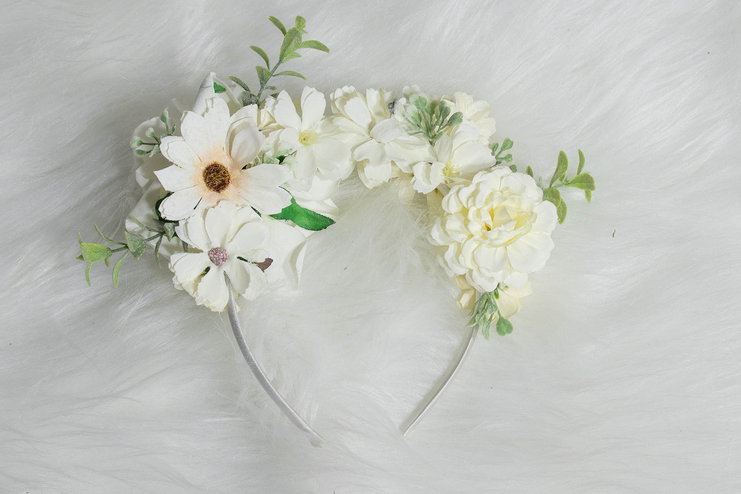 Winters Grace - Witte Bloemen Haarband | Handgemaakte Haaraccessoire voor Magische en Elegante stijlen | by Odette Design