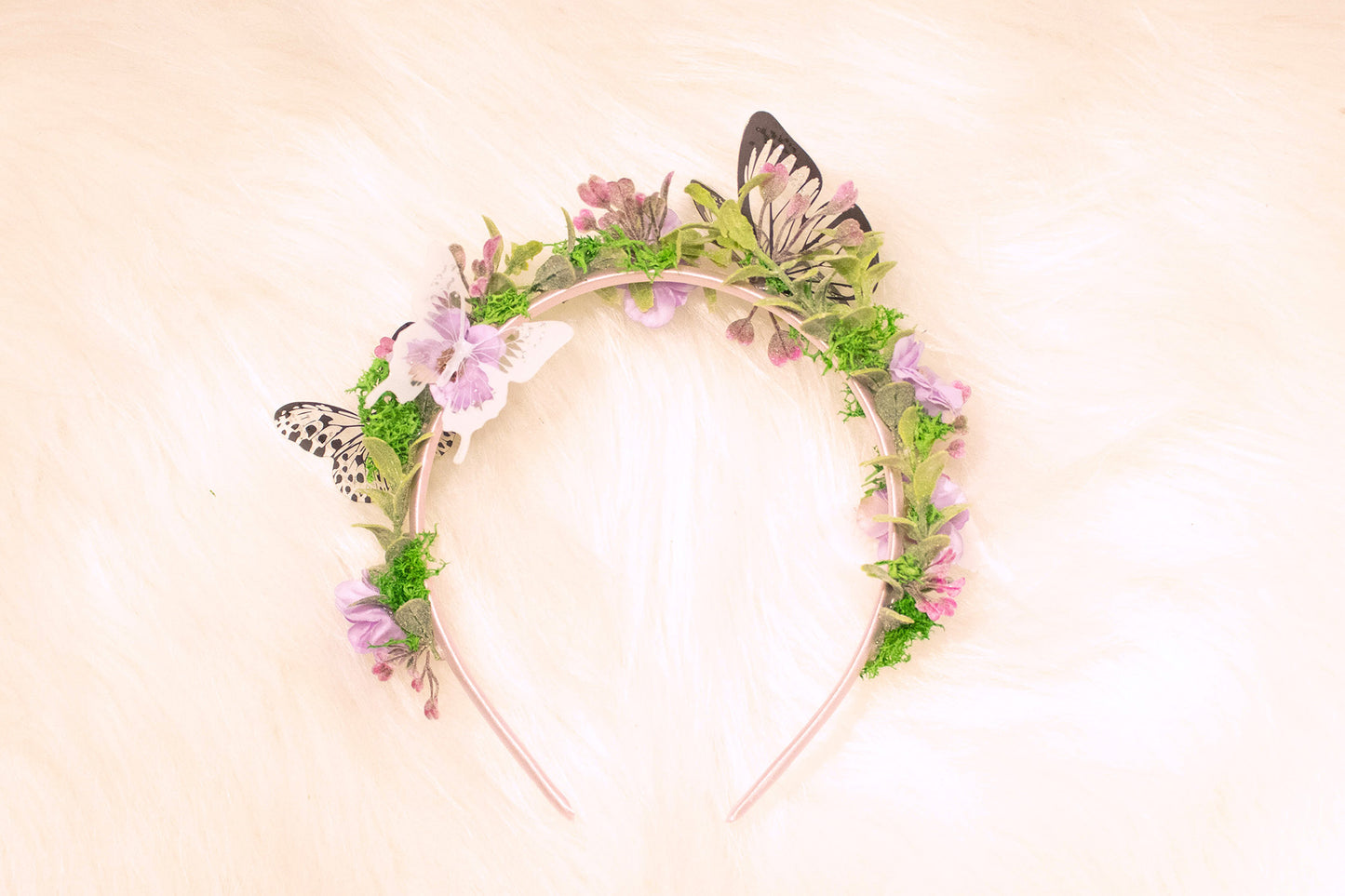 Lilac moss flower headband